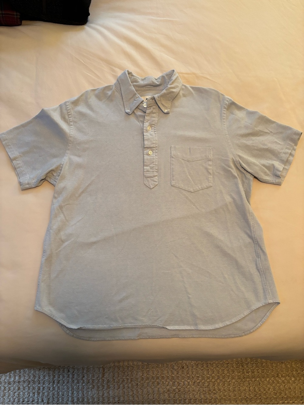 Buck Mason Pale Blue Short-Sleeve Button-Down Polo